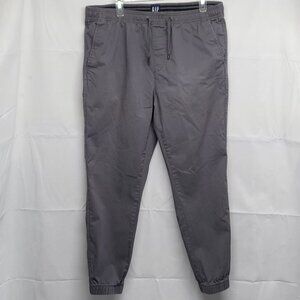 Gap Mens Jogger Pants Chino Size Large Pull On Drawstring Pockets Gray